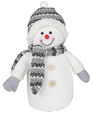 HAC24 Deko LED Schneemann 33 cm Weichnachtsdeko Weihnachten Figur Dekofigur Weihnachtsfigur Beleuchtet Weihnachtsbeleuchtung Dekoration