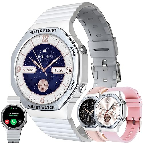 Smartwatch Kvinnor med Telefonfunktion, Fitness Tracker 1,32 HD Pekskärm, Smartklocka med Sömnmonitor Pulsmätare 123 Sportlägen Sportklocka Fitnessklocka Armbandsur för Android IOS (Silver)