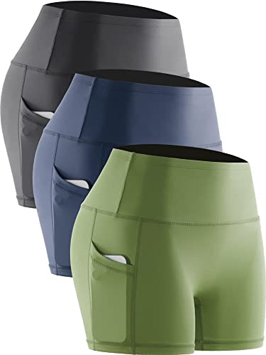 CADMUS Damen Gym Volleyball-Shorts für Fahrrad Naked Feeling Hohe Taille Athletische Shorts ohne Vordernaht mit tiefen Taschen, Mittel
