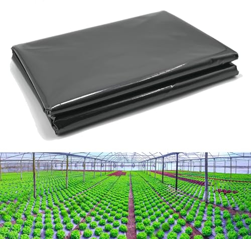LINSOCLE Polyethylen Folie Schwarz, 2m X 10m Baufolie Schwarz - reißfest und wasserdicht - 4mil Plastikfolie Gartenfolie für Ground Cover im Innen- und Außenbereich und zur Unkrautbekämpfung