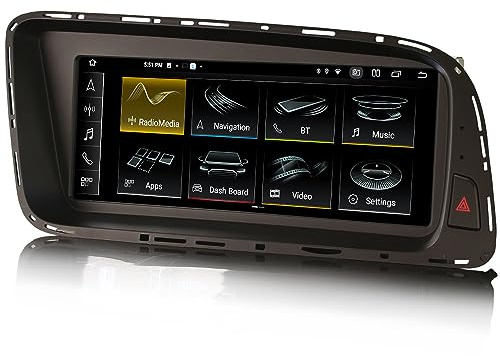 Erisin 8,8 Qualcomm 8-Core 4GB+64GB Android 14 Autoradio Navigatore per Audi Q5 (2009-2017) Supporta Bluetooth 5.1 Touchscreen MMI OEM Radio Senza fili CarPlay Android Auto WiFi DAB+ TPMS Canbus DSP