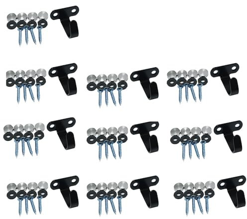 HSCGIN 10 ganchos de techo de acero inoxidable resistentes para armario, armario de cocina, colgador ganchos en J para colgar toallas de baño, utensilios de cocina, ganchos superiores negros