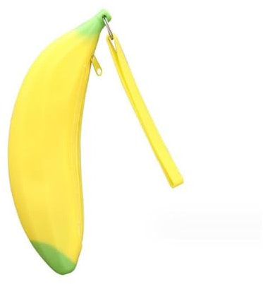 Banana Wallet Keychain Silicone Banana Keychain Pencil Case Storage Coin Purse Pouch Woman Lipsticks Handbag Office School Stationery Coin Wallet Key Holder Keyring
