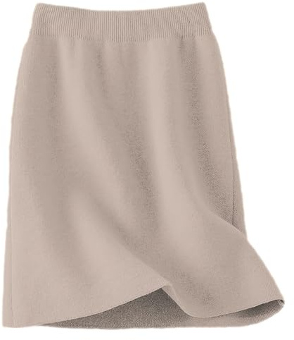 rismart Mujer Imitación de Lana Falda Cintura Alta Kitting Lapiz Bodycon Falda Corta en Invierno Otoño Color Avena,M