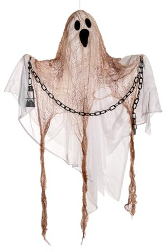 Horror-Shop Weißer Geist mit Lichteffekt als Hängefigur 90cm