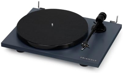 Triangle – Platine Vinyle Lunar 1 – Platine Vinyle Manuelle 33/45 Tours à Entrainement par Courroie – Cellule OM-5E intégrée - 420 x 112 x 330 mm - Bleu