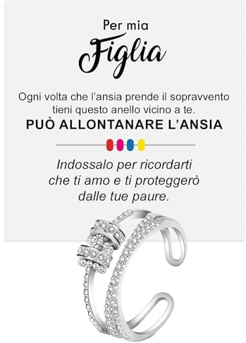 Anello da Donna in Argento Sterling 925 Anello Ispirazionale e di Incoraggiamento per Figlia per Donne Ragazze Dimensione Pollice Regolabile Anelli di Apertura (A mia Figlia, Regolabile)