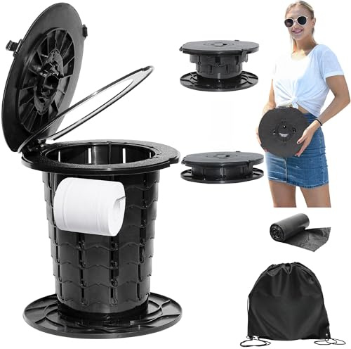ALEVMOOM Toilette Portatile per Adulti WC Pieghevole da Viaggio con Dispositivo orinatoio Femminile, Altezza Regolabile, vasino Portatile per Auto, Campeggio, Escursionismo, Spiaggia