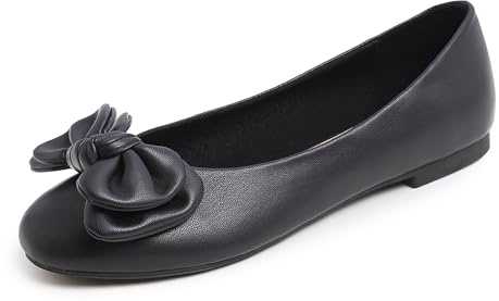 Feversole Women's Round Toe Cute Bow Trim Ballet Flats, Bailarinas de Punta Redonda Decoradas con Lazo de Mujer Bonita