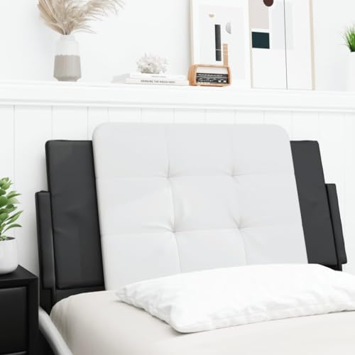 Homgoday Kopfteil Kissen Bett Kopfkissen Kopfteilpolster Kopfpolster Rückenkissen Wandkissen Bettkopfteil Rückenpolster Rückenlehne für Bett Schlafzimmer Weiß und Schwarz 100 cm Kunstleder