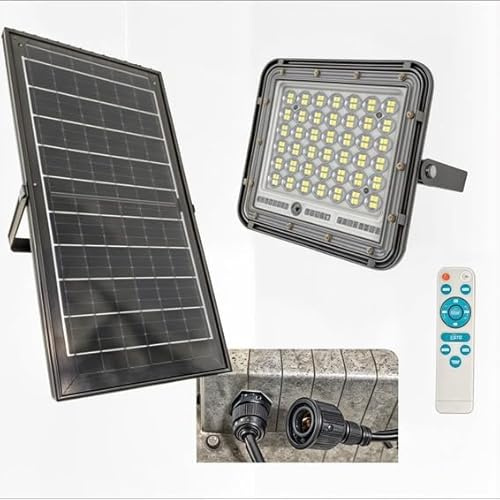 SILVER ELECTRONICS - Proyector con panel solar, batería y mando a distancia 1350lm 100W 6500K IP65 90° 25.000h carcasa gris