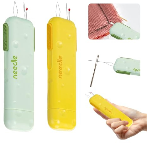 TZQFROCE 3 in 1 Nadeleinfädler und Nahttrenner mit magnetischer Aufbewahrungsnadelbox 2 Stück Dehnbarer Entferner Nadeleinfädelwerkzeug Einfädler Einziehbaresabnehmbares für Nähen Basteln Nähzubehör
