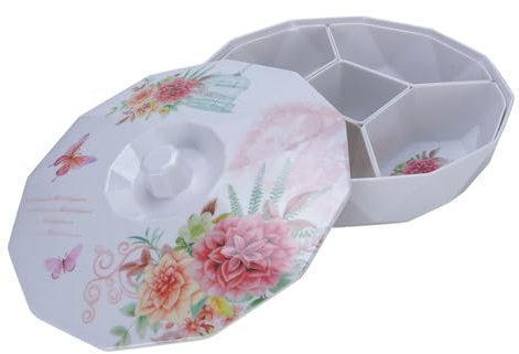 Qcwwy Bandeja para Servir Bocadillos, Bandeja de Fiesta de Servicio Dividido 5 Contenedor de Caja de Bocadillo de Compartimento con Espacio de Alimentos para Ahorrar Espacio para la (BLUE) (Estilo 2)