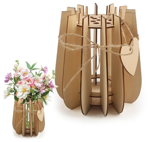 JWTRSVTY Florero de Madera para Ramo, Jarrón Puzzle De Madera, Florero Rompecabezas De Madera, DIY Madera Florero Kit, para Flores Secas, Flores Artificiales, Flores Bloques Construcción(13 Agujeros)