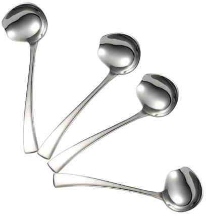 TOPPERFUN 4pcs Serving Spoons Long Handled Soup Spoons Mirror Finish for Sauces Soups Gravy