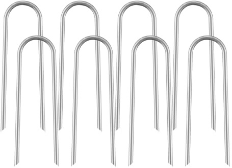 Juego de 8 estacas para Suelo, Postes de trampolín – Nails Fence Link de Cadena, con Tierra en Forma de Metal Pesado para la jardinería de la de trampolín, Juego de 8