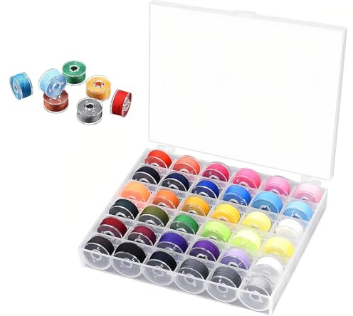 PHMING 36 Stück Spulen Nähmaschine, 36 Farben Nähzubehör, Spulenbox | Nähmaschinenspulen mit Transparenter Aufbewahrungsbox für Nähen, DIY-Projekte