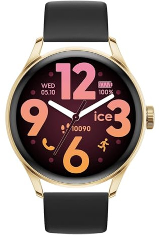ICE-WATCH - Ice Smart 3.0-1.2 Gold Black AMOLED GPS - Montre connectée Ronde dorée pour Femme avec Bracelet en Silicone - 025106 (1.20 Pouces)