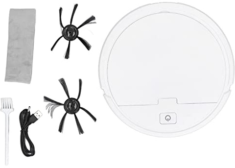 Robot aspirador inteligente 3 en 1, robot aspirador y trapeador, robot barredora inteligente recargable para limpieza de suelos para pelo de mascotas, alfombra, polvo de piso (negro) (blanco)