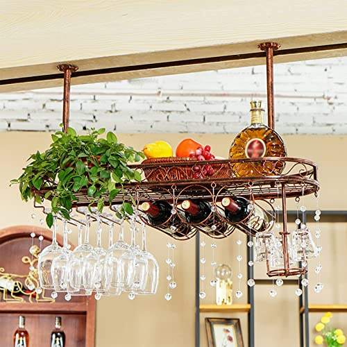 Portabicchieri da Vino sospeso in Stile Europeo con Cristallo Capovolto, portabottiglie in Ferro per Cucina, Bar, soffitto, mensola Decorativa, Porta calici