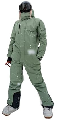 MDSIOKHJ Skianzug Schneeanzug Einteiliger Skianzug wasserdicht atmungsaktiv Snowboard Winter Arbeitskleidung Hosen Skijacke Damen Herren Schneekleidung(Green,S)