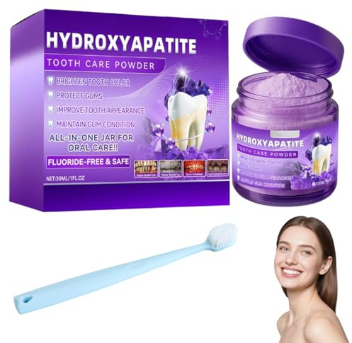 SUJEBKC Hydroxylapatit Zähne Reparaturpulver, Zahnreparatur Mineralpuder, Zahnrestauration Pulver, Natürliche Zahnstärkung & Zahnfleischpflege, Für Frischen Atem & Tägliche Reinigung, Mit Zahnbürste