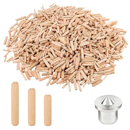 Holzdübel 6mm 400 Stück Dübel Holz Holzübelstifte Rillendübel Runde für Handwerker Handwerklichen Möbelholzdübel für Möbel Bastelprojekt Enthalten Dübelhilfe Holzdübel für Holzarbeiten Bohrwerkzeuge