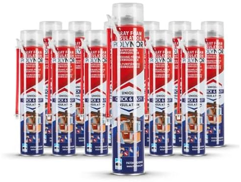 POLYNOR Isolamento termico PUR in bomboletta HOME - Isolamento termico a spruzzo - Schiuma poliuretanica isolante - Isolamento di pareti, tetti, soffitti, tubi - Aerosol 750 ml