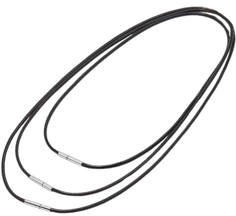 DOVBAN 3 Pièces Cordon Collier Cuir Cordon Pour Pendentif,Noir Collier Homme Femme Avec Fermoir Acier Inoxydable,Ciré Chaine Homme En Cuir Synthétique,Cordons Tour De Cou Bijoux（40/45/50Cm）
