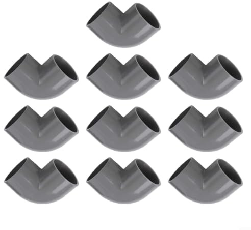 Helilyco 10 Stück 50 mm 90 Grad PVC-U Rohrbogen Fittings, graues Steckgelenk für Wasserversorgungsbewässerungssysteme, mit maximalem Druck 16 bar