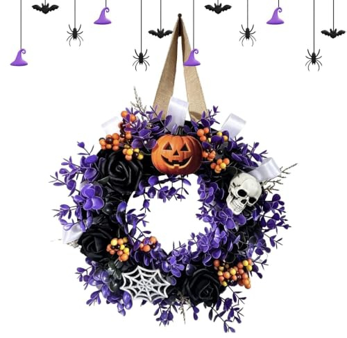 Halloween Dörrkransar 35,1 centimeter Skräck Skalle Pumpa Girlang | Festliga Krans Dekorationer För Inomhusbruk, , Lantlig Stil, Vardagsrum, Fönster, Vägg, , Entré, Högtidsfest