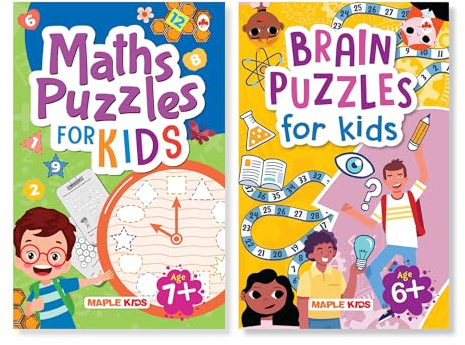 Activity Books for Kids - Maths and Brain Puzzles (Set of 2 Books) - Brain Activities for Kids - Age 6+ - Brain Teasers and Puzzles - Brain Boosting Activity Book - Activities for Cognitive