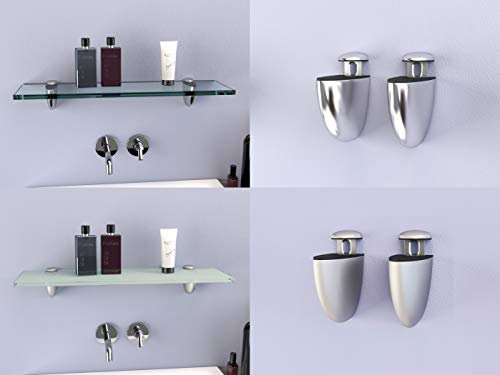 DURAFURN® Glasablage 1000 mm x 120 mm x 8 mm als Variante satiniertes Glas mit Edelstahlhalter Glasregal Spiegelablage Badablage Wandhalter Wandregal Duschablage