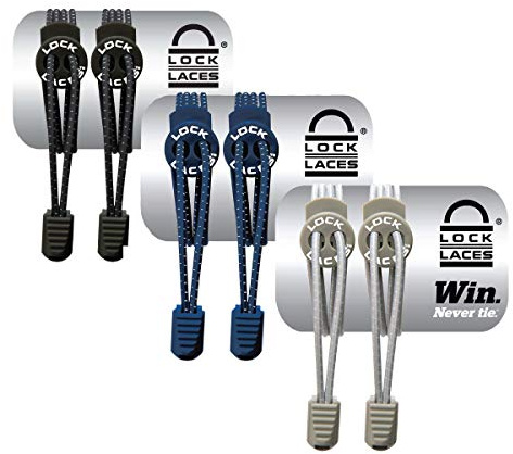 Lock Laces (Elastic No Tie Shoe Laces (Pack of 3) (Black-Navy-Gray)