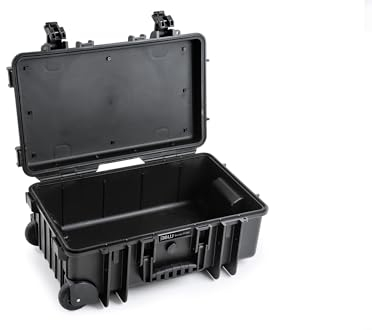 B&W International Transportkoffer Outdoor 6600 (PP.260) Schwarz – Leerkoffer – wasserdicht (IP67), staubdicht, schlagfest, extrem robust