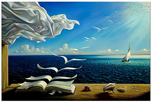 Salvador Dali Wandkunst, Dalí-Wellenbuch, gerahmt, Gemälde, Leinwandkunst für Schlafzimmer, Wohnzimmer, Dekoration, fertig zum Aufhängen