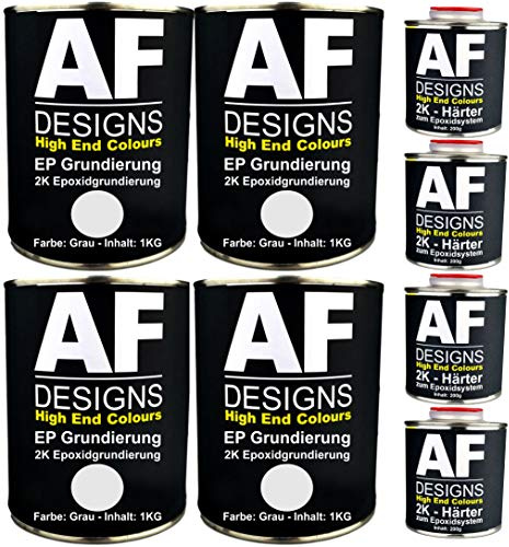 Alex Flittner Designs Epoxidfüller 4 x 1,20 kg 2K Grundierung Füller EP | 2K Epoxidfüller/Grundierung unverdünnt mit hohem Korrosionsschutz