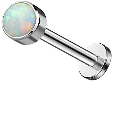 Melighting 16g Helix Ohrringe aus G23 Titan 8mm Lippenpiercings Opal Internally Threaded Labret Knorpel Helix Tragus Conch Piercings mit flacher Rückseite Tragus Ohrringe 2mm 3mm 4mm