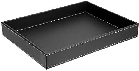 SUMTREE Serviertablett aus Leder Servierplatte Tablett Schmuckteller für Couchtisch Wohnzimmer Schreibtisch Küche Badezimmer(Rchteckig, Schwarz, 33,5 cm)