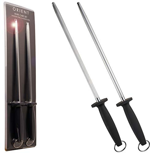 Knife Sharpener Steel & Diamond Steel Gift Set - Honing & Diamond Steels - Kitchen Sharpeners for Everyday Sharpening