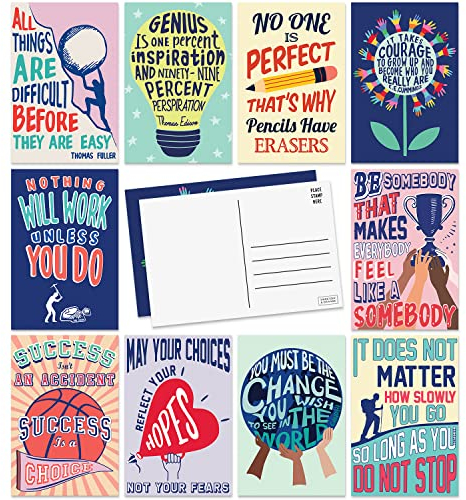 SWEETZER & ORANGE Motivierende Postkarten-Set, 10 x 15 cm, Deko-Flyer für Kinder und Erwachsene, Wachstums-Mindset, Bestätigungsnotizen, Achtsamkeitspapierzettel, Inspirationsdekoration, blanko,