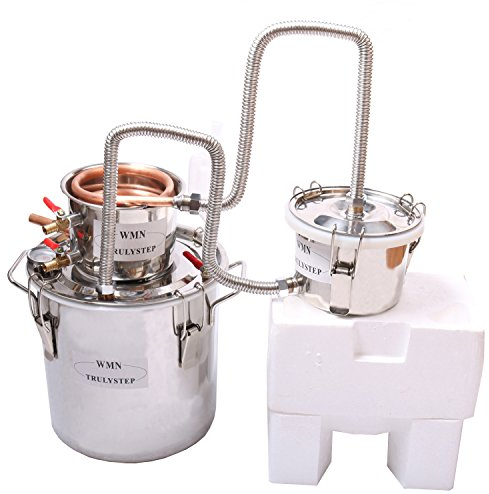 Fayelong Destilador de Aceites Esenciales 3 Ollas 20 Litros Alambique Destilador de Alcohol de Agua de Serpentin de Cobre, Kits de Elaboración de Vino Casero con Barril Thumper para Brandy, Whisky