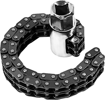 SMOTIVEPRO Ketten-Ölfilterschlüssel, 14 cm Schwere Kette Typ Ölfilterschlüssel, 52 Knoten und Doppelketten Kettenschlüssel, Universal-Kettenbandschlüssel für die Reparatur von Auto-Ölfiltern