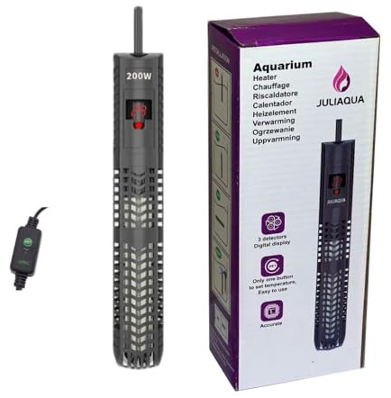 JULIAQUA Chauffage Aquarium avec Affichage Température Eco Réchauffeur réglable 50W/100W/200W/300W/500W (Y5-200W)