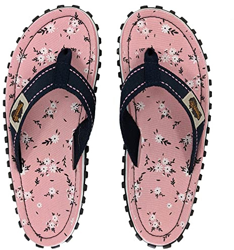 Gumbies Originals Damen - Flip Flops aus recycelten Materialien - profilierte Sohle aus wiederverwerteten Autoreifen, weiches Fußbett aus Canvas-Baumwolle, bequemer Zehensteg - Ditsy, 41