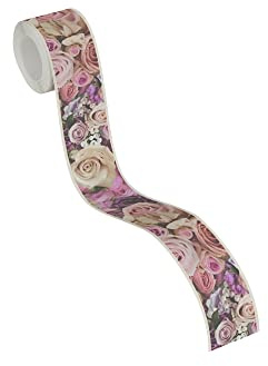 A.S. Création Tapetenbordüre Selbstklebend Blumen Romantisch Creme Rosa Pink 390431 5,00m x 0,05m Rosen Bordüre Made in Germany