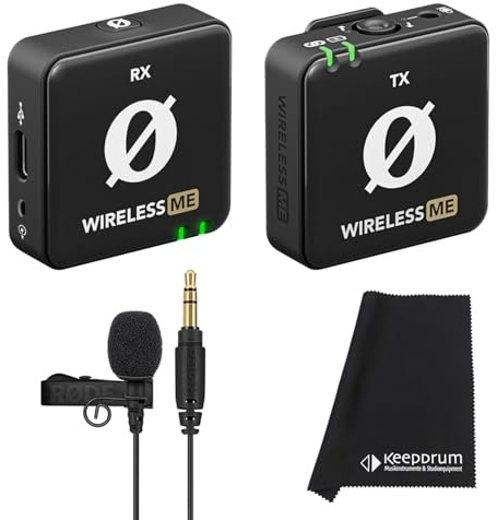 Rode Wireless ME Drahtlos Mikrofon-System + Lavalier GO Mikrofon + keepdrum Mikrofasertuch