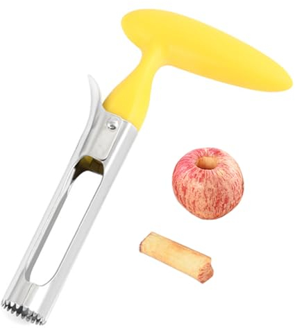 Descorazonador de Manzanas, Acero Inoxidable Core Remove, Corer De Manzana con Mango y Hoja Dentada de Acero Inoxidable Apto para Hogar y Cocina (Amarillo)