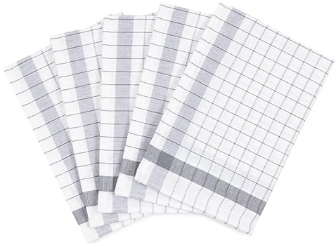 Ross - Exclusiv - 5 X Geschirrtücher - Baumwolle - Leinen - im Set (Silber)