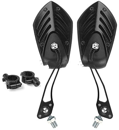 LAGNY Seitenrückspiegel 22mm Lenkerseitenrückspiegel Für Scooter E-Bike Zubehör Motorrad Rückspiegel Universal Verstellbar Lenkerendenspiegel (Color : with Bracket-Black)